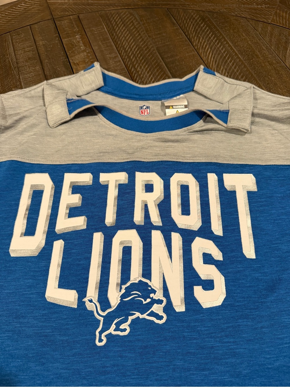NFL Detroit Lions Royal Blue and Gray Kids Sweatshirt with Team Logo